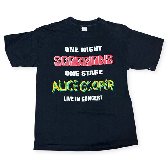 Vintage 1996 Scorpions Alice Cooper Live Official Rock Tour T Shirt Large - Picture 1 of 6